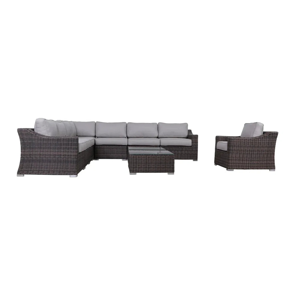 Outdoor Wicker Conversation Set With Cushions, All Weather - Furniture Home Direct