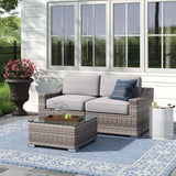 Outdoor Wicker Conversation Set With Cushions, All Weather - Furniture Home Direct