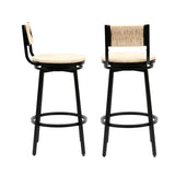 Counter Stool Swivel Farmhouse Style Woven Seat Beige - Furniture Home Direct