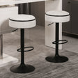 Counter Stool Round Linen Upholstered Seat Off White - Furniture Home Direct