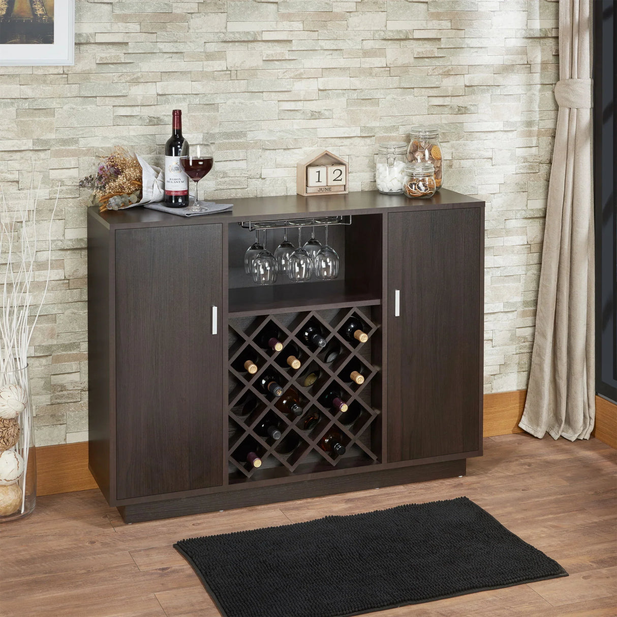 Hazen - Wine Cabinet - Espresso - Furniture Home Direct