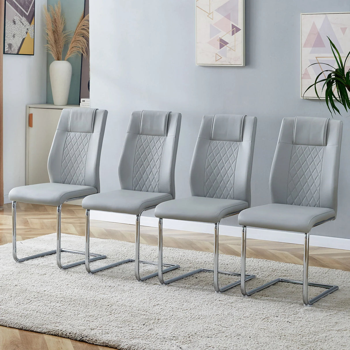Modern Dining Chairs With Padded Seat, Metal Legs - Furniture Home Direct