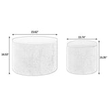 Classic 2 Piece Round Storage Ottoman Set With Drum Shaped Stool - Furniture Home Direct