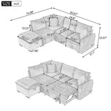 Convertible Sofa Bed Sectional Sofa Sleeper L-Shaped Sofa With A Storage Ottoman, Two Pillows, Two Power Sockets And Two USB Ports For Living Room - Furniture Home Direct