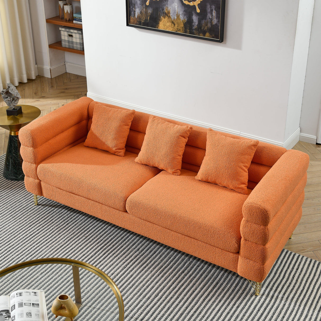 2 PC Living Room Set ( 2 Sofas) - Orange - Furniture Home Direct