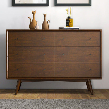 Caroline - Mid-Century Modern Solid Wood Dresser - Brown - Furniture Home Direct