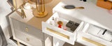 Vanity Desk With Lights and Ample Storage Drawers White - Furniture Home Direct