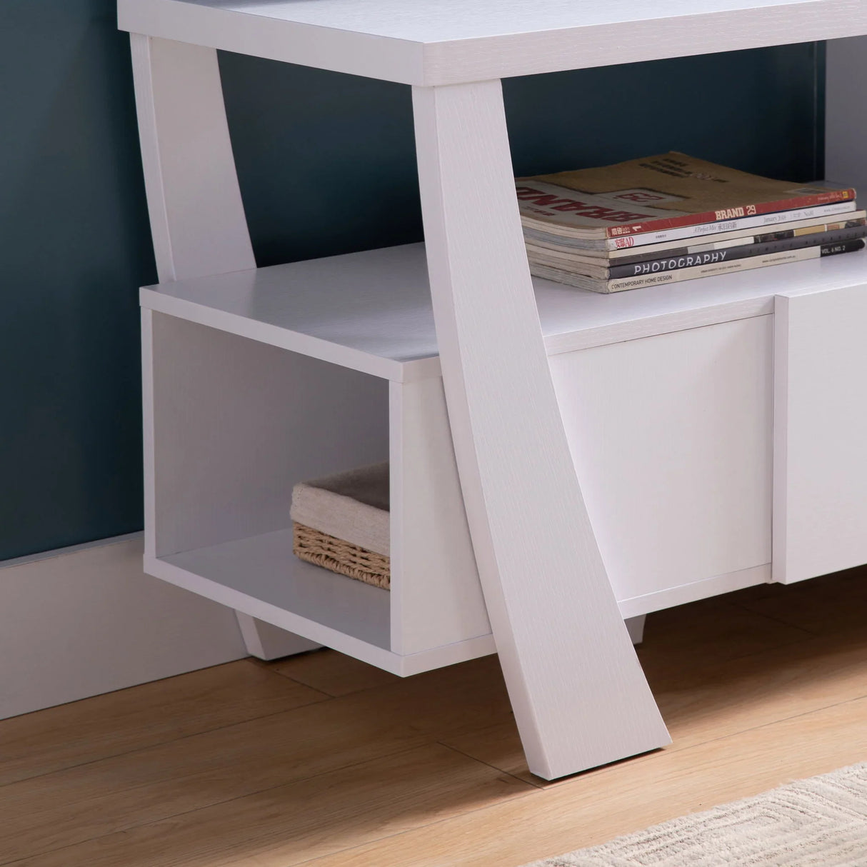 Contemporary TV Stand With 4 Shelves And 1 Drawer - Furniture Home Direct