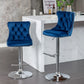 Swivel Velvet Barstools Adjusatble Seat Height From 25-33", Modern Upholstered Chrome Base Bar Stools With Backs Comfortable Tufted For Home Pub And Kitchen Island (Set of 2) - Furniture Home Direct