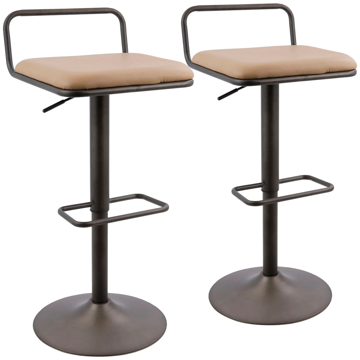 Beta - Industrial Barstool (Set of 2) - Camel - Furniture Home Direct