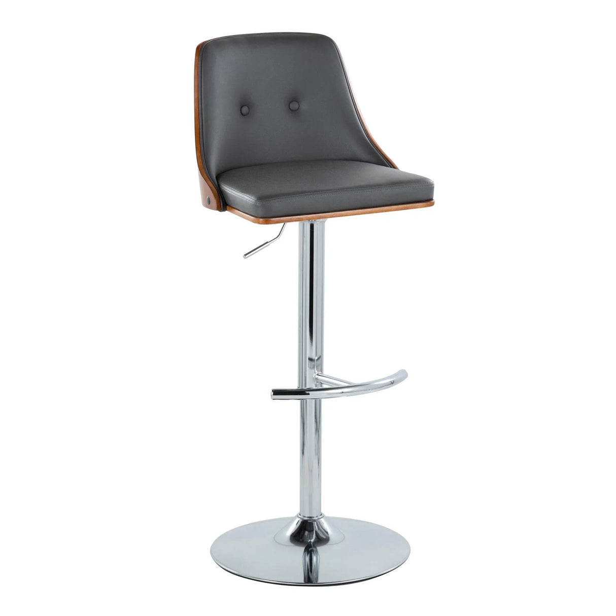 Gianna - Mid Century Modern Adjustable Barstool With Swivel With Rounded T Footrest (Set of 2) - Furniture Home Direct