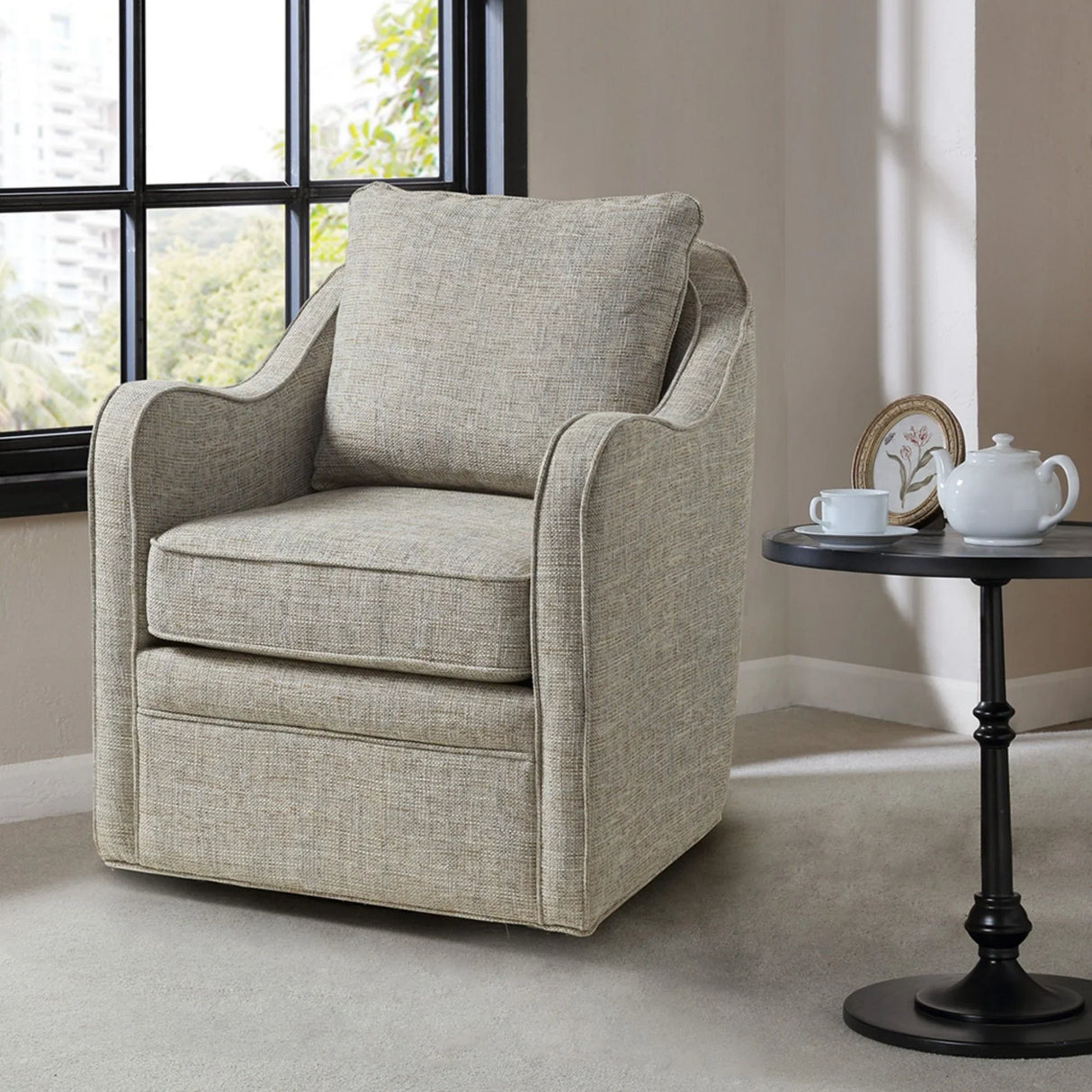 Wide Seat Arm Chair With 360 Degree Rotation - Furniture Home Direct