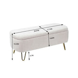Storage Ottoman Bench For End Of Bed Gold Legs, Modern Camel Faux Fur Entryway Bench Upholstered Padded With Storage For Living Room Bedroom - Furniture Home Direct