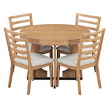 Dining Set Round Wood Table With Ladder Back Chairs Natural - Furniture Home Direct