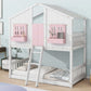 House Bunk Bed With Roof, Window, Window Box, Door, With Safety Guardrails And Ladder - Furniture Home Direct