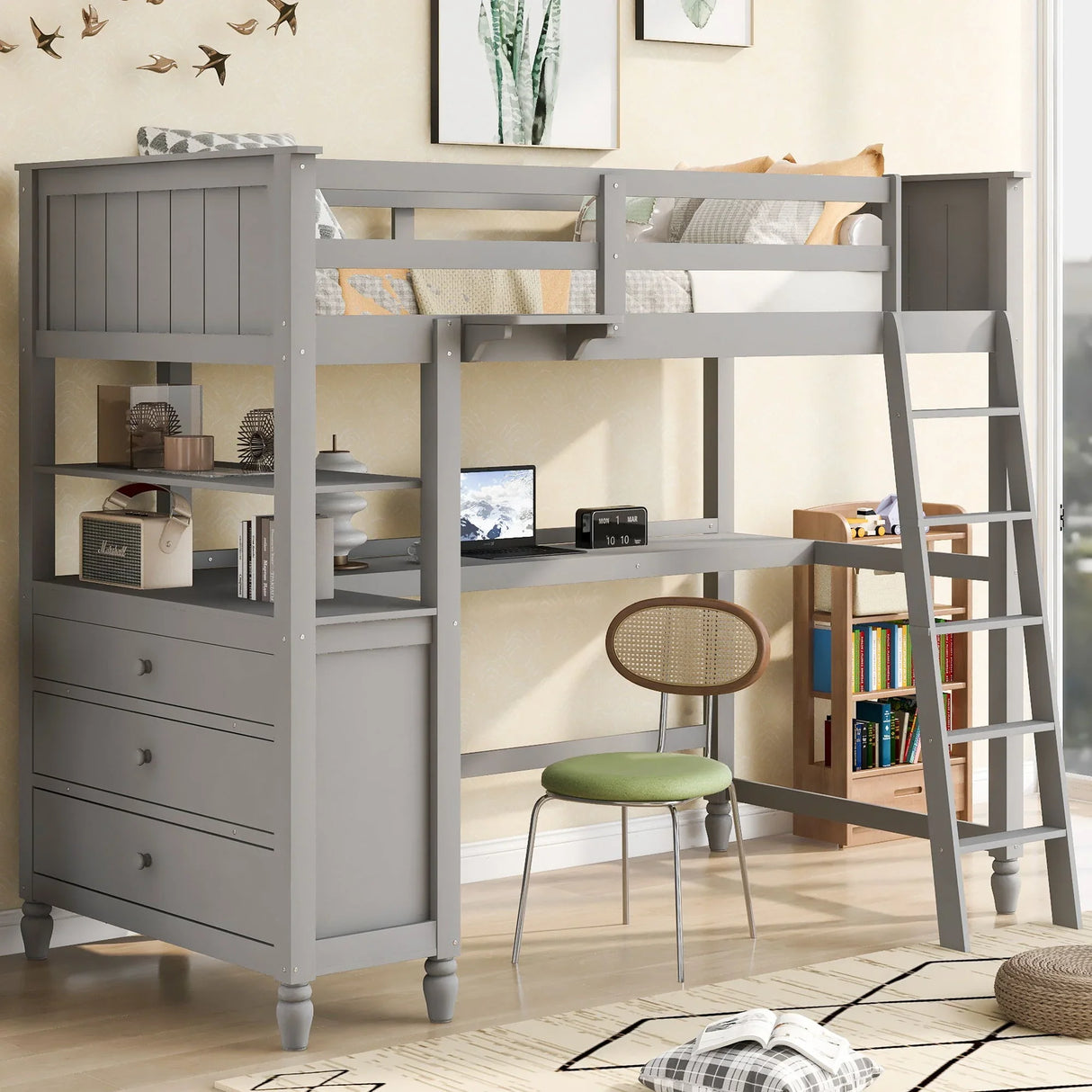 Loft Bed With Drawers With Desk And Shelves - Furniture Home Direct