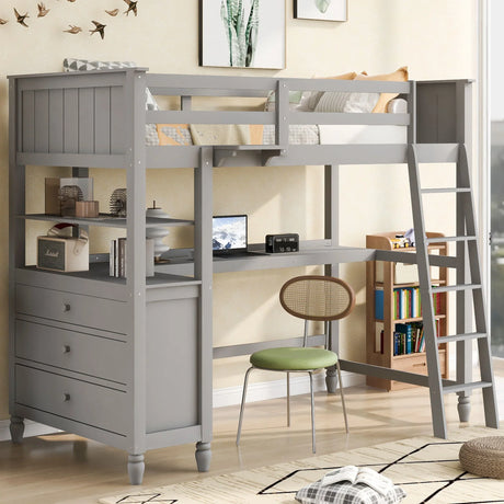 Loft Bed With Drawers With Desk And Shelves - Furniture Home Direct