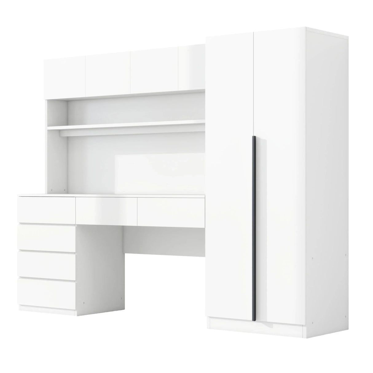 2 Door Storage Desk Wardrobe For Bedroom With Shelves And Drawers - Furniture Home Direct