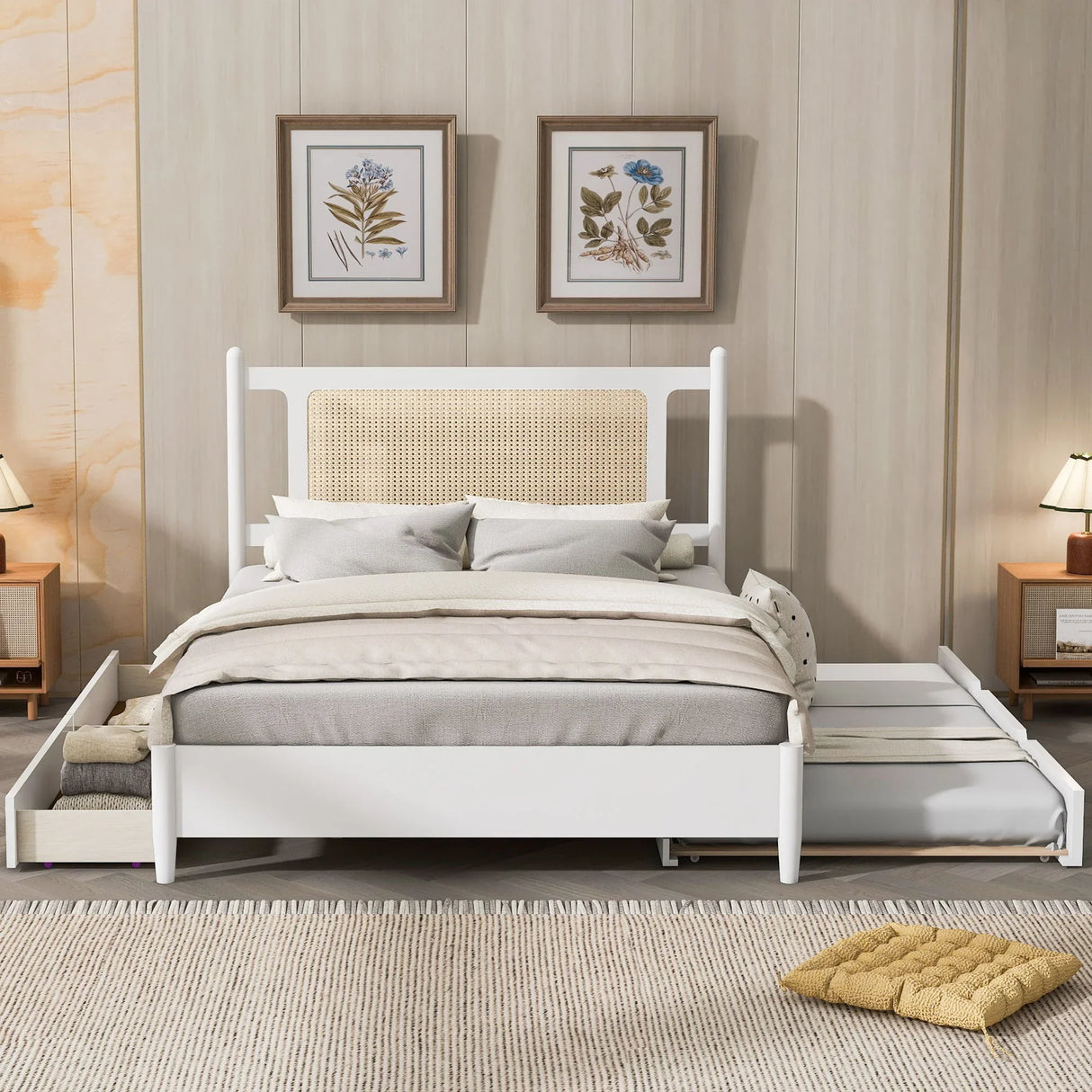 Platform Bed With 2 Big Drawers & Trundle - Furniture Home Direct