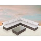 Comfortable Modern Patio Rattan Sectional Set With Cushions - Furniture Home Direct