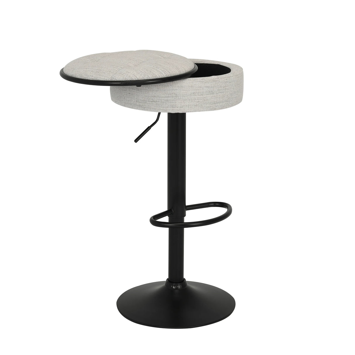 Counter Stool Round Linen Upholstered Seat Off White - Furniture Home Direct