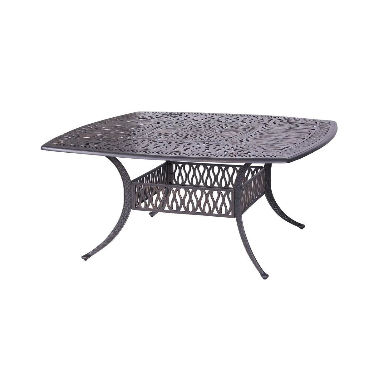 Square 8 Person 64" Long Aluminum Dining Set With Cushions - Furniture Home Direct