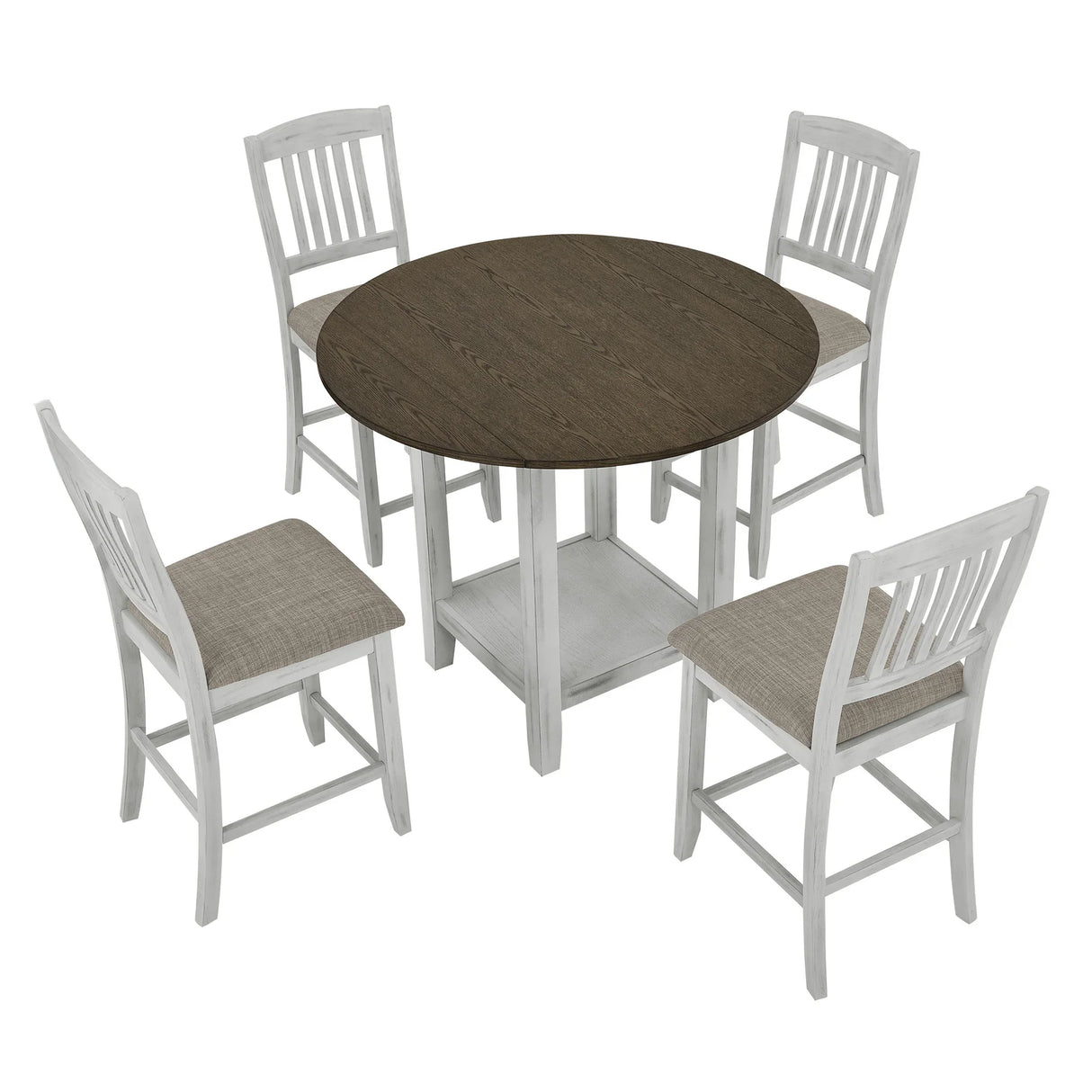 5 Piece Counter Height Dining Set with foldable leaves - Furniture Home Direct
