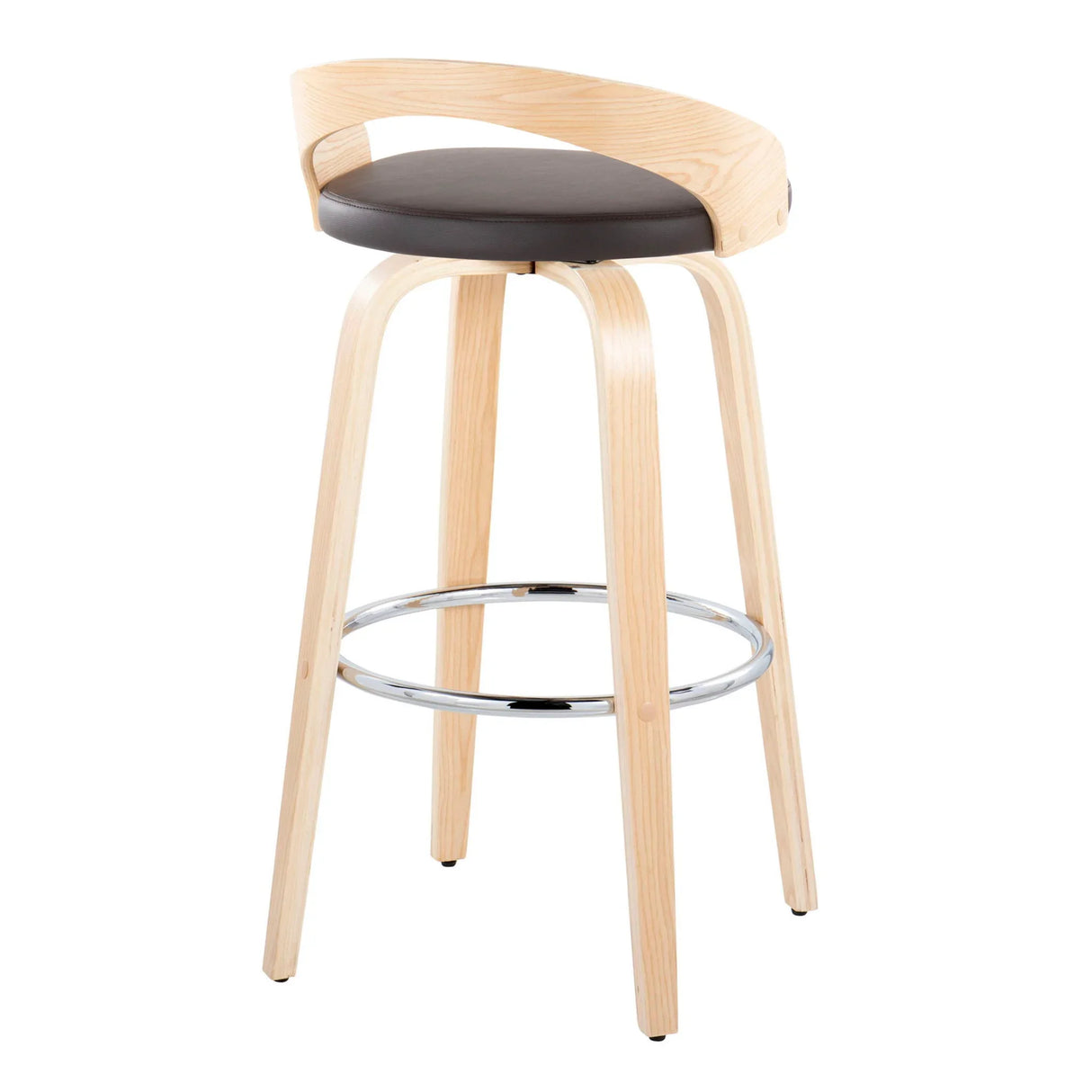 Grotto - Contemporary Fixed-Height Barstool With Swivel With Round Footrest (Set of 2) - Furniture Home Direct