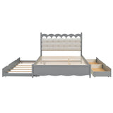 Storage Platform Bed, With 2 Big Drawers, Trundle, One Set Of Sockets & USB Ports - Furniture Home Direct