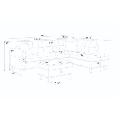 Camden - Power Sectional Sofa With Storage Ottoman And Built In Charging Ports - Gray - Furniture Home Direct