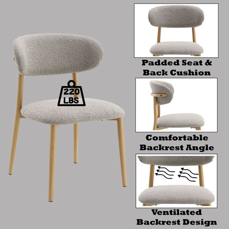 Kacey - Boucle Side Chair (Set of 2) - Gray - Furniture Home Direct