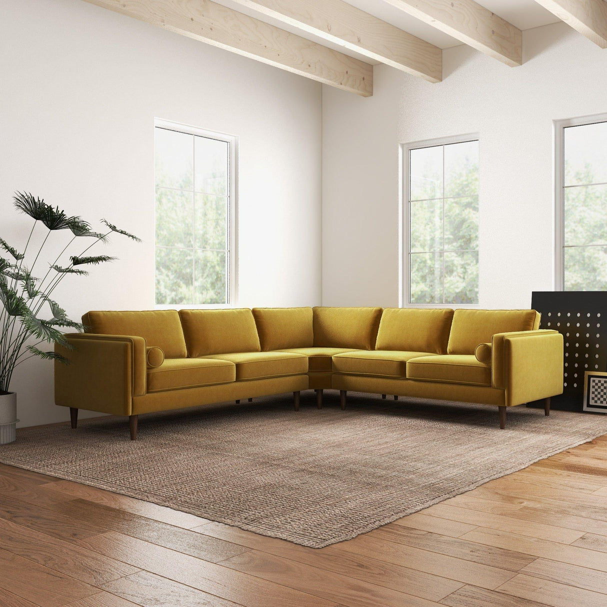 Amber - Velvet Corner Sectional Sofa - Furniture Home Direct