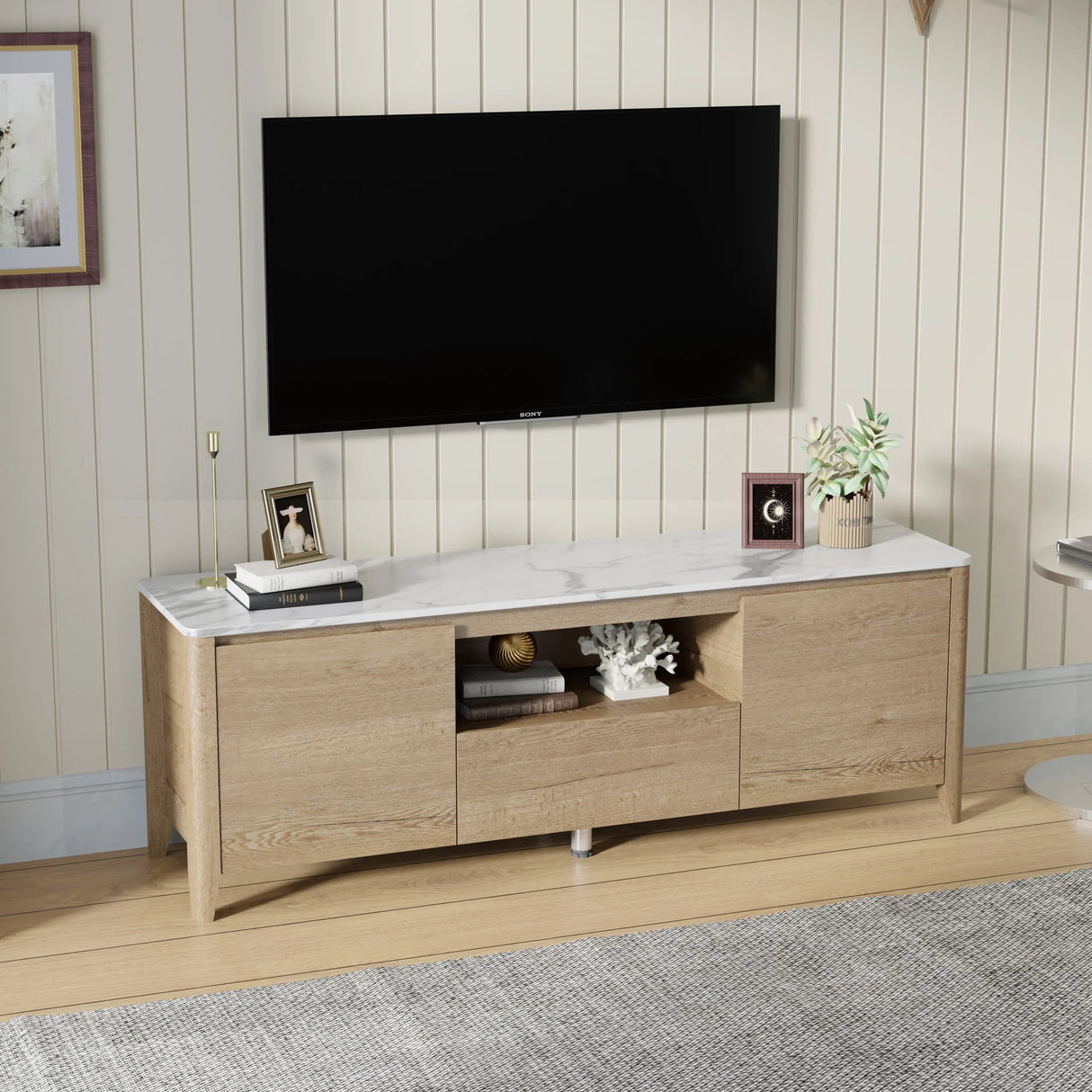 Modern TV Stand With LED Lights Entertainment Center TV Cabinet With Storage For Up To 75" For Gaming Living Room Bedroom - Furniture Home Direct