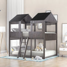 Bunk Bed With Roof, Window, Guardrail, Ladder - Furniture Home Direct