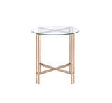 Veises - Clear Glass Top With End Table - Champagne - Furniture Home Direct