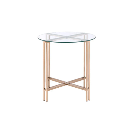 Veises - Clear Glass Top With End Table - Champagne - Furniture Home Direct