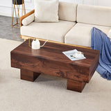 Coffee Table Solid Wood Long Rectangular Dark Walnut - Furniture Home Direct