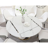 Fashion Modern Sintered Stone Dining Table With Multi Functional Retractable Design - White - Furniture Home Direct