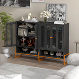 Modern Metal Shoe Cabinet With DoublebSided Mesh Doors And Adjustable Partitions - Furniture Home Direct