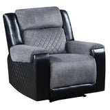 Reclining Living Room Set In Grey Fabric And Quilted Black - Furniture Home Direct