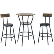 Rustic Brown Round Bar Table And Stool Set With Shelf, Upholstered Stool With Backrest - Antique Brown - Furniture Home Direct