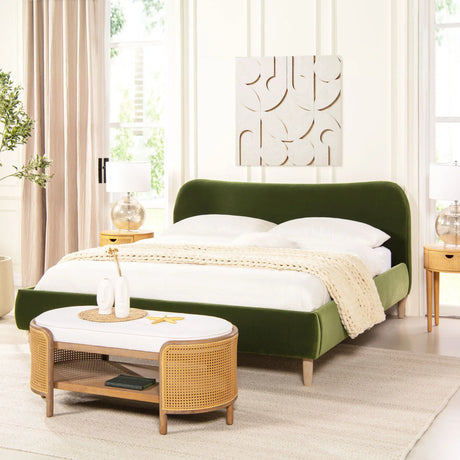 Roman - Curved Headboard Upholstered Platform Bed - Furniture Home Direct