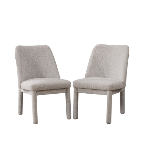 Wide Minimalist Chenille Dining Chairs Set of 2 Gray