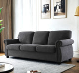 Soft Sofa, Upholstered 3 Seater Couch With High Density Foam, Loose Back Cushions And Turned Legs - Furniture Home Direct
