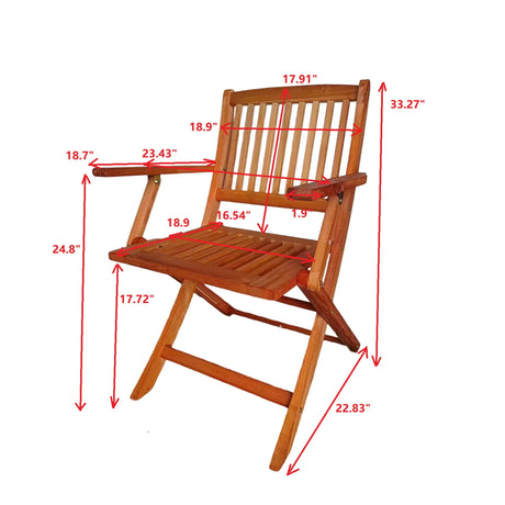 5 Piece Patio Dining Set, 4 Folding Chairs & 1 Dining Table, Indoor And Outdoor Universal - Teak - Furniture Home Direct
