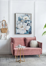 Large Rectangle Framed Wall Art Flower Canvas Print, Home Decor For Living Room Kitchen Foyer Office - Blue - Furniture Home Direct
