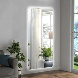 Wall Mounted Full Body Mirror With Dimming Lights Glass - Silver - Furniture Home Direct