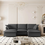 Sectional Sofa With Ottoman Cloud Couch Set With Throw Pillows, Free Combination - Furniture Home Direct