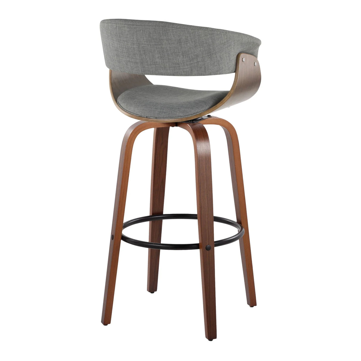 Vintage Mod - Mid Century Modern Fixed Height Barstool With Swivel & Round Footrest (Set of 2) - Furniture Home Direct