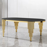 Oval Dining Table With Glass Top And Stainless Steel Base - Furniture Home Direct